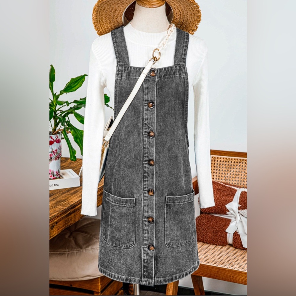 NWT Denim Pinafore Overall Dress - All sizes S-XL